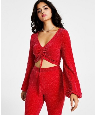 Women's Sparkling Caviar Long-Sleeve Crop Top Cherry On Top $16.15 Tops