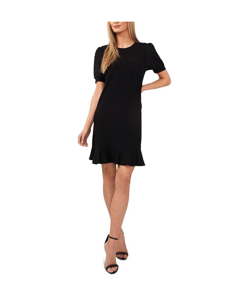 Puffed Dot Sleeve Dress Black $36.15 Dresses