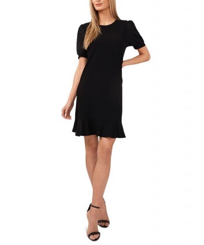 Puffed Dot Sleeve Dress Black $36.15 Dresses