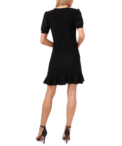 Puffed Dot Sleeve Dress Black $36.15 Dresses