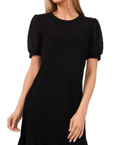 Puffed Dot Sleeve Dress Black $36.15 Dresses