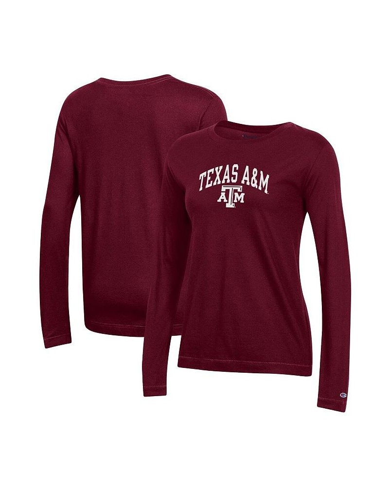 Women's Maroon Texas A&M Aggies University Arch Logo Long Sleeve T-shirt Maroon $23.99 Tops