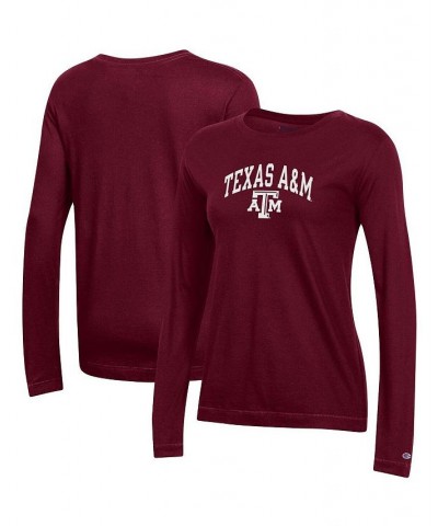 Women's Maroon Texas A&M Aggies University Arch Logo Long Sleeve T-shirt Maroon $23.99 Tops