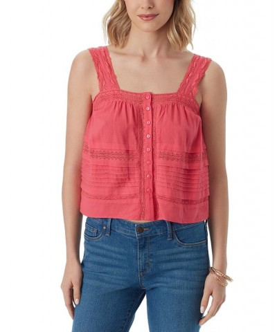 Women's Lace Trimmed Delilah Camisole Red $31.28 Tops