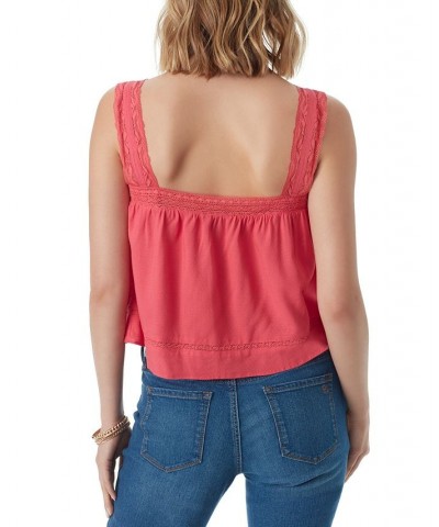 Women's Lace Trimmed Delilah Camisole Red $31.28 Tops