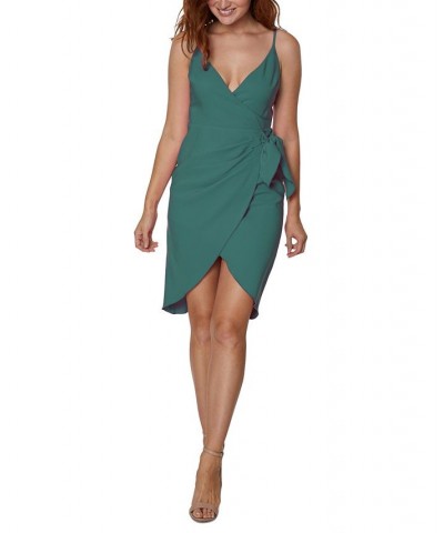 Women's Faux-Wrap High-Low Dress Green $36.72 Dresses