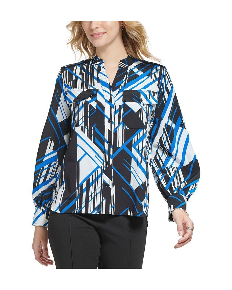 Women's Printed Split-Neck Blouse Multi $34.40 Tops