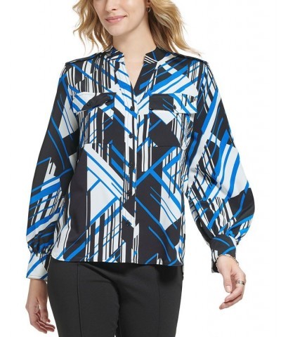 Women's Printed Split-Neck Blouse Multi $34.40 Tops