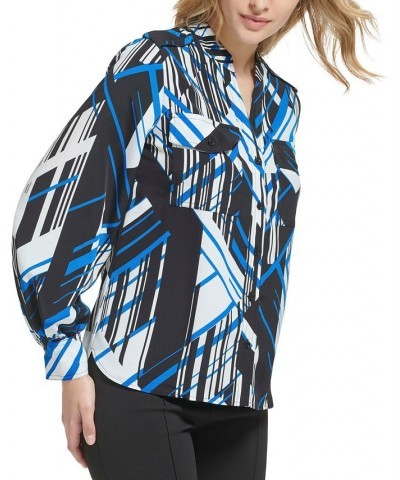 Women's Printed Split-Neck Blouse Multi $34.40 Tops