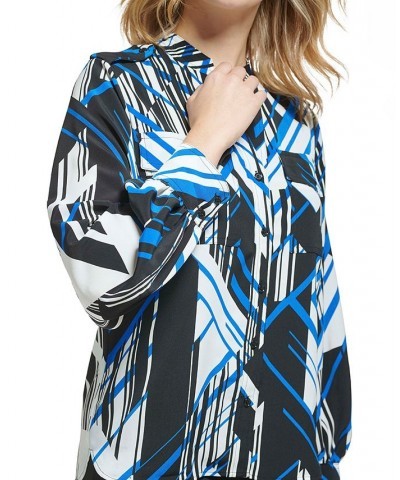 Women's Printed Split-Neck Blouse Multi $34.40 Tops