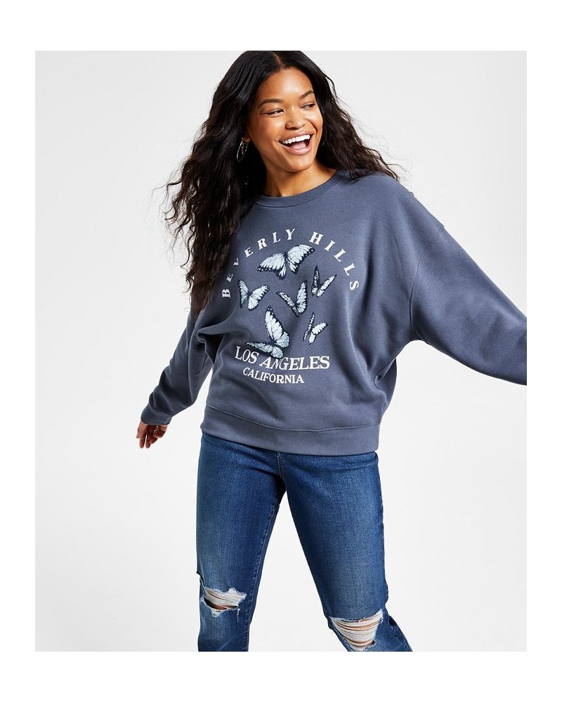 Juniors' Beverly Hills-Graphic Oversized Sweatshirt Gray $13.80 Tops
