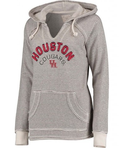 Women's Cream Houston Cougars Striped French Terry V-Neck Hoodie Cream $29.25 Sweatshirts