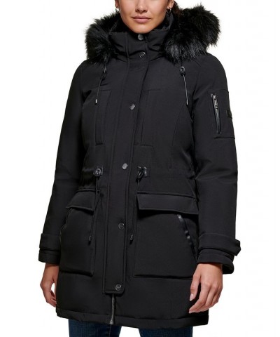 Women's Faux-Fur-Trim Hooded Parka Black $110.00 Coats