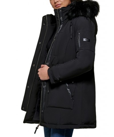 Women's Faux-Fur-Trim Hooded Parka Black $110.00 Coats