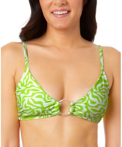 Juniors' Zoorama Ring-Front Bralette Bikini Top Green $19.59 Swimsuits