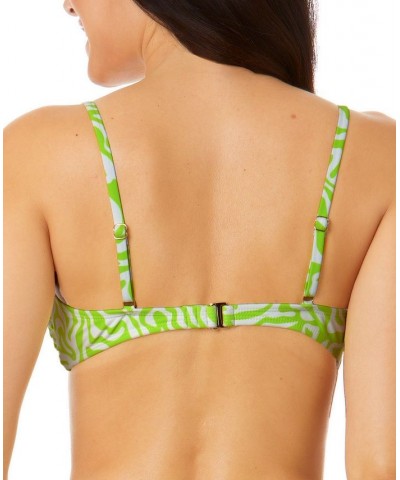 Juniors' Zoorama Ring-Front Bralette Bikini Top Green $19.59 Swimsuits