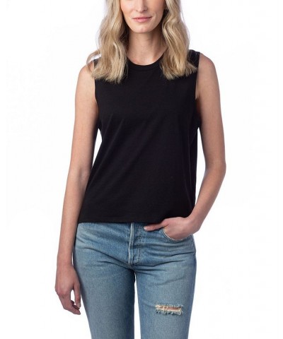 Women's Go-To Cropped Muscle Tank Top Black $22.04 Tops