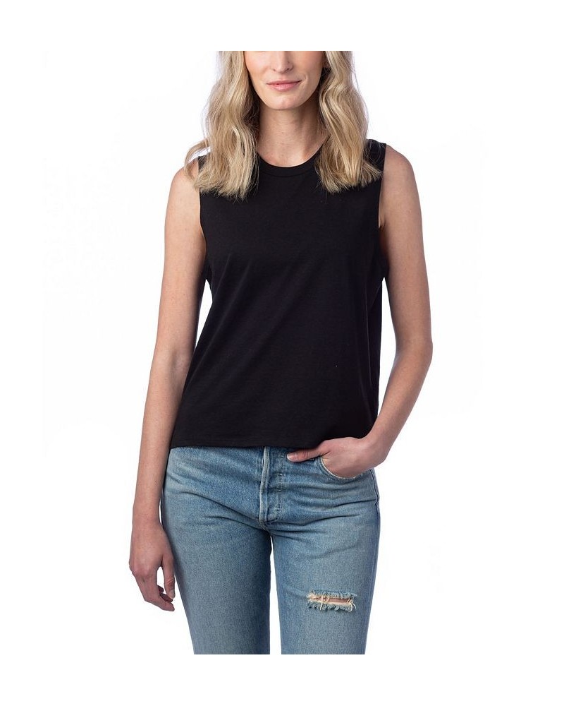 Women's Go-To Cropped Muscle Tank Top Black $22.04 Tops