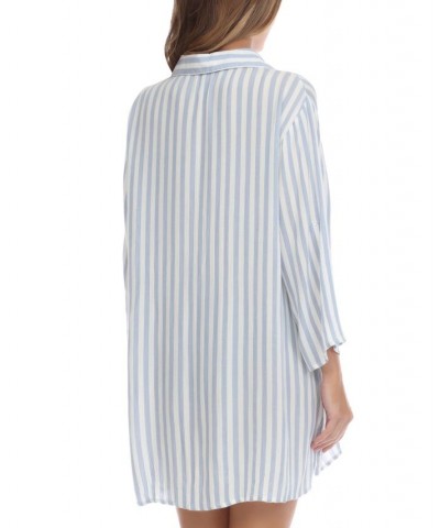 Women's Striped Swim Cover-Up Tunic Blue $30.08 Swimsuits