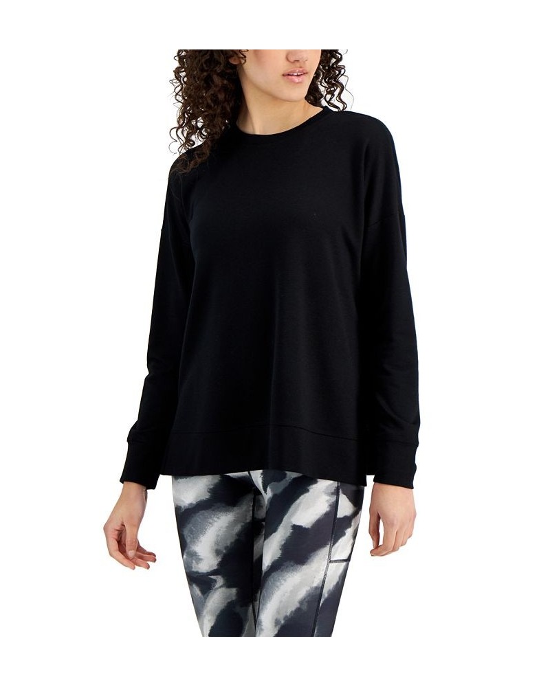 Women's Active Solid Crewneck Top Black $12.20 Sweatshirts