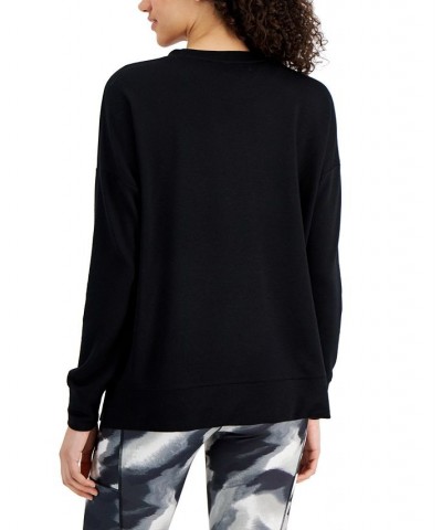 Women's Active Solid Crewneck Top Black $12.20 Sweatshirts