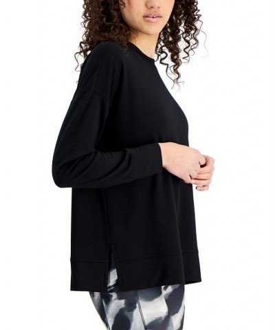 Women's Active Solid Crewneck Top Black $12.20 Sweatshirts