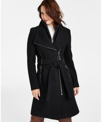 Women's Belted Wrap Coat Black $97.50 Coats