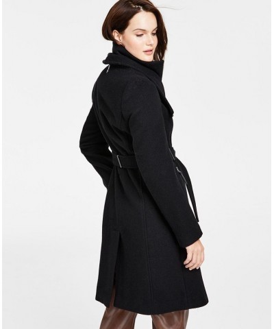 Women's Belted Wrap Coat Black $97.50 Coats