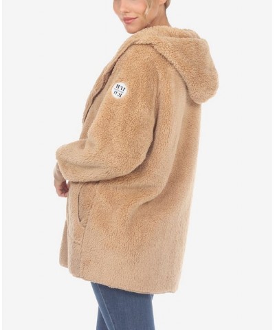 Women's Plush Hooded with Pockets Jacket Tan/Beige $32.76 Jackets