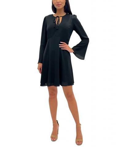 Women's V-Neck Bell-Sleeve Mini Dress Black $26.05 Dresses