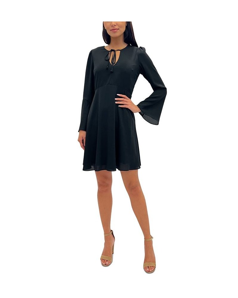 Women's V-Neck Bell-Sleeve Mini Dress Black $26.05 Dresses