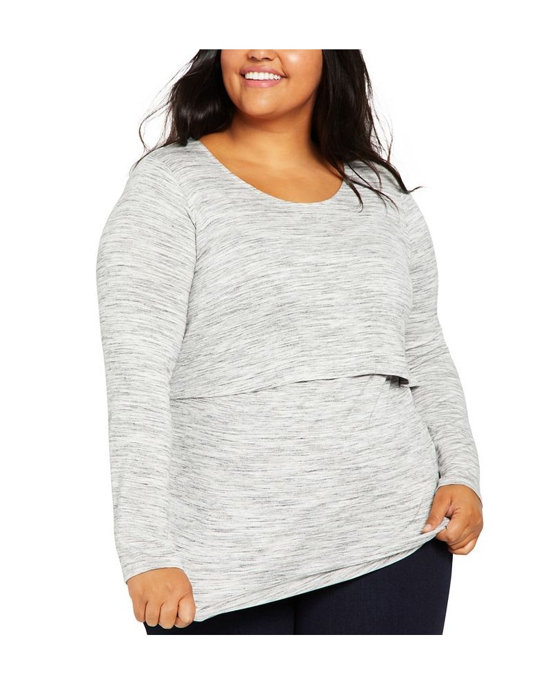 Plus Size Tiered Nursing Top Grey SpaceDye $20.50 Tops