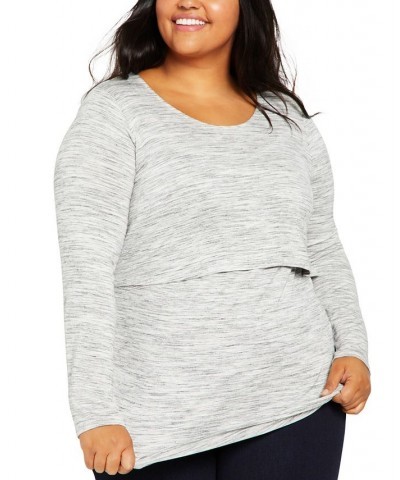 Plus Size Tiered Nursing Top Grey SpaceDye $20.50 Tops