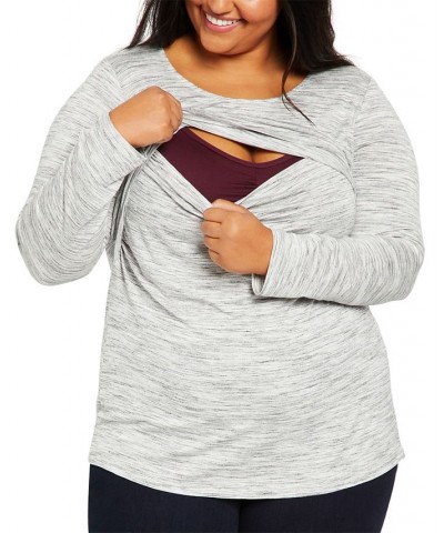 Plus Size Tiered Nursing Top Grey SpaceDye $20.50 Tops