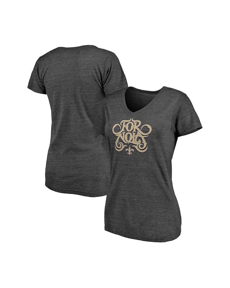 Women's Branded Heathered Charcoal New Orleans Saints Hometown V-Neck Tri-Blend T-shirt Heathered Charcoal $15.54 Tops
