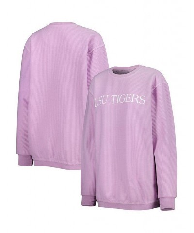 Women's Purple LSU Tigers Comfy Cord Bar Print Pullover Sweatshirt Purple $39.20 Sweatshirts