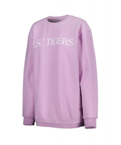 Women's Purple LSU Tigers Comfy Cord Bar Print Pullover Sweatshirt Purple $39.20 Sweatshirts