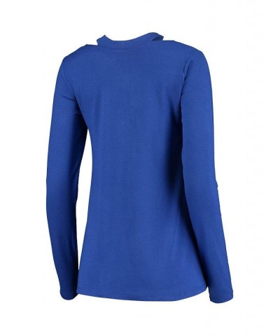 Women's Threads Blue New York Knicks Separation V-Neck Long Sleeve T-shirt Blue $30.55 Tops