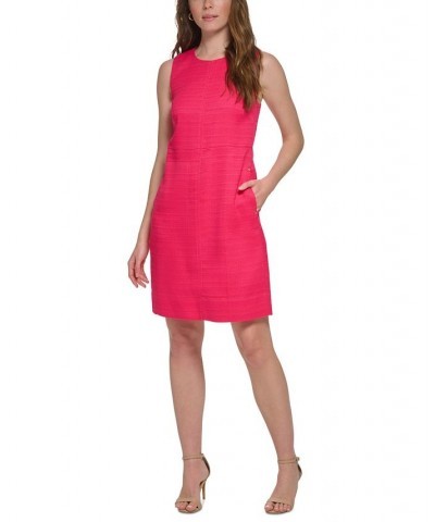 Women's Round-Neck Sleeveless Shift Dress Magenta $39.27 Dresses