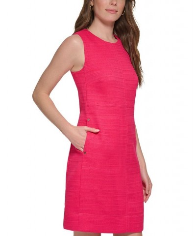 Women's Round-Neck Sleeveless Shift Dress Magenta $39.27 Dresses