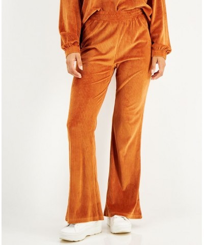 Juniors' Ribbed Velour Flare-Leg Pants Bombay Brown $10.73 Pants