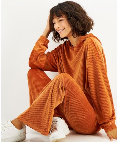 Juniors' Ribbed Velour Flare-Leg Pants Bombay Brown $10.73 Pants