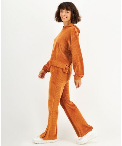 Juniors' Ribbed Velour Flare-Leg Pants Bombay Brown $10.73 Pants