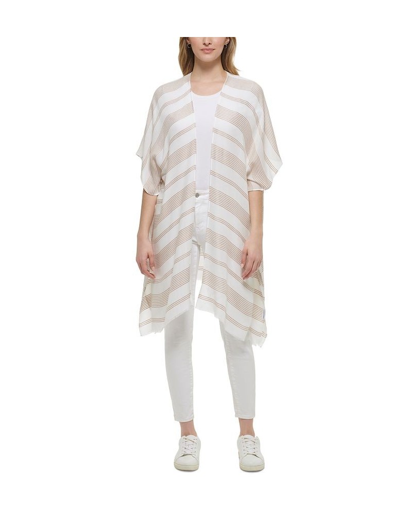 Women's Chambray Textured Kimono Wrap Tan/Beige $26.16 Tops