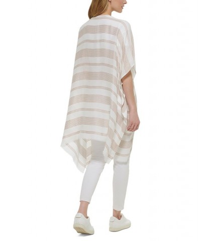 Women's Chambray Textured Kimono Wrap Tan/Beige $26.16 Tops