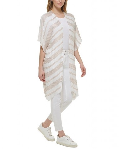 Women's Chambray Textured Kimono Wrap Tan/Beige $26.16 Tops