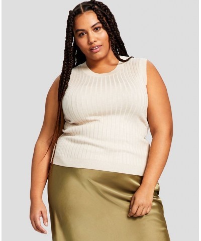 Trendy Plus Size Sweater Tank Tan/Beige $12.10 Sweaters