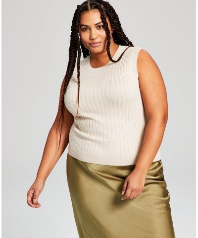 Trendy Plus Size Sweater Tank Tan/Beige $12.10 Sweaters