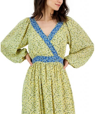 Women's Floral-Printed Colorblocked Surplice Tiered Midi Dress Ditsy Floral Storm $78.96 Dresses