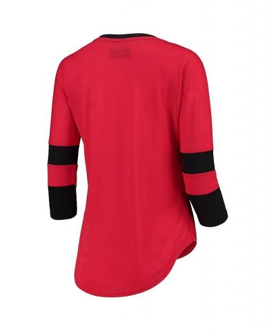 Women's Red and Black New Jersey Devils Game Changer 3/4-Sleeve T-shirt Red, Black $16.38 Tops